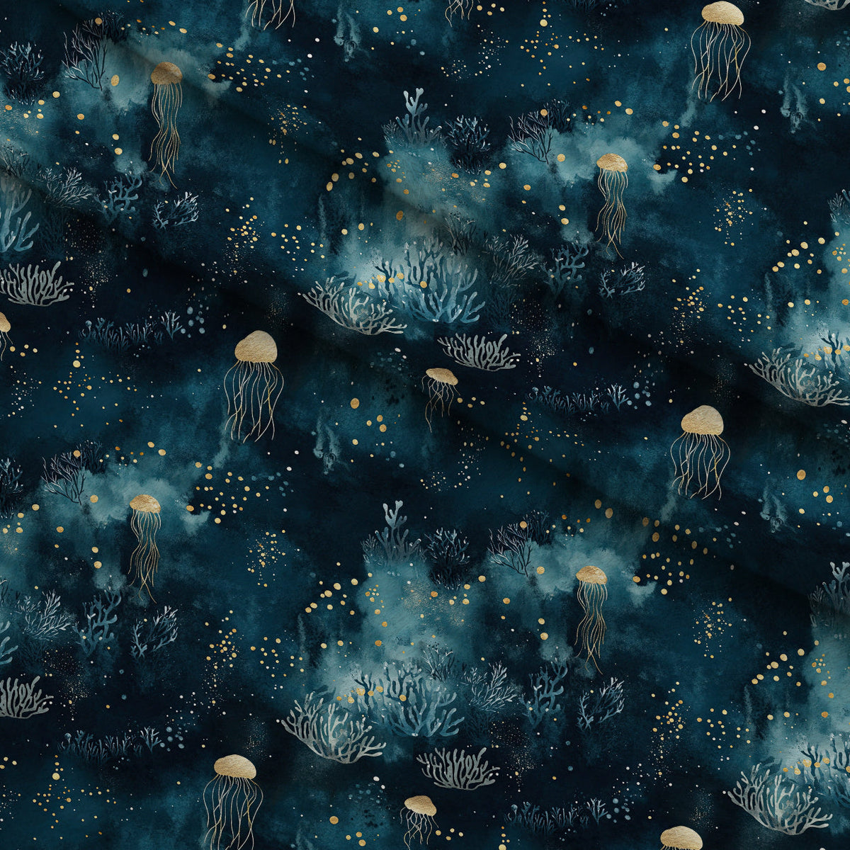 Gilded Depths Pattern 2 Fleece Fabric — fleece fabric folded close-up preview (mv-fleece-v1:lying)