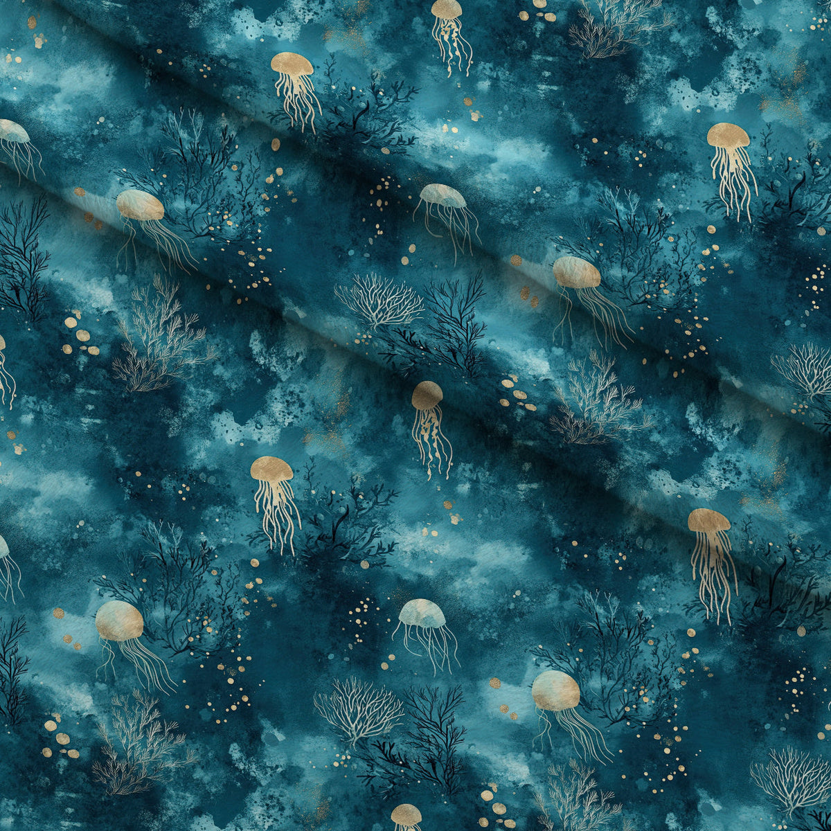 Gilded Depths Pattern 3 Fleece Fabric — fleece fabric folded close-up preview (mv-fleece-v1:lying)