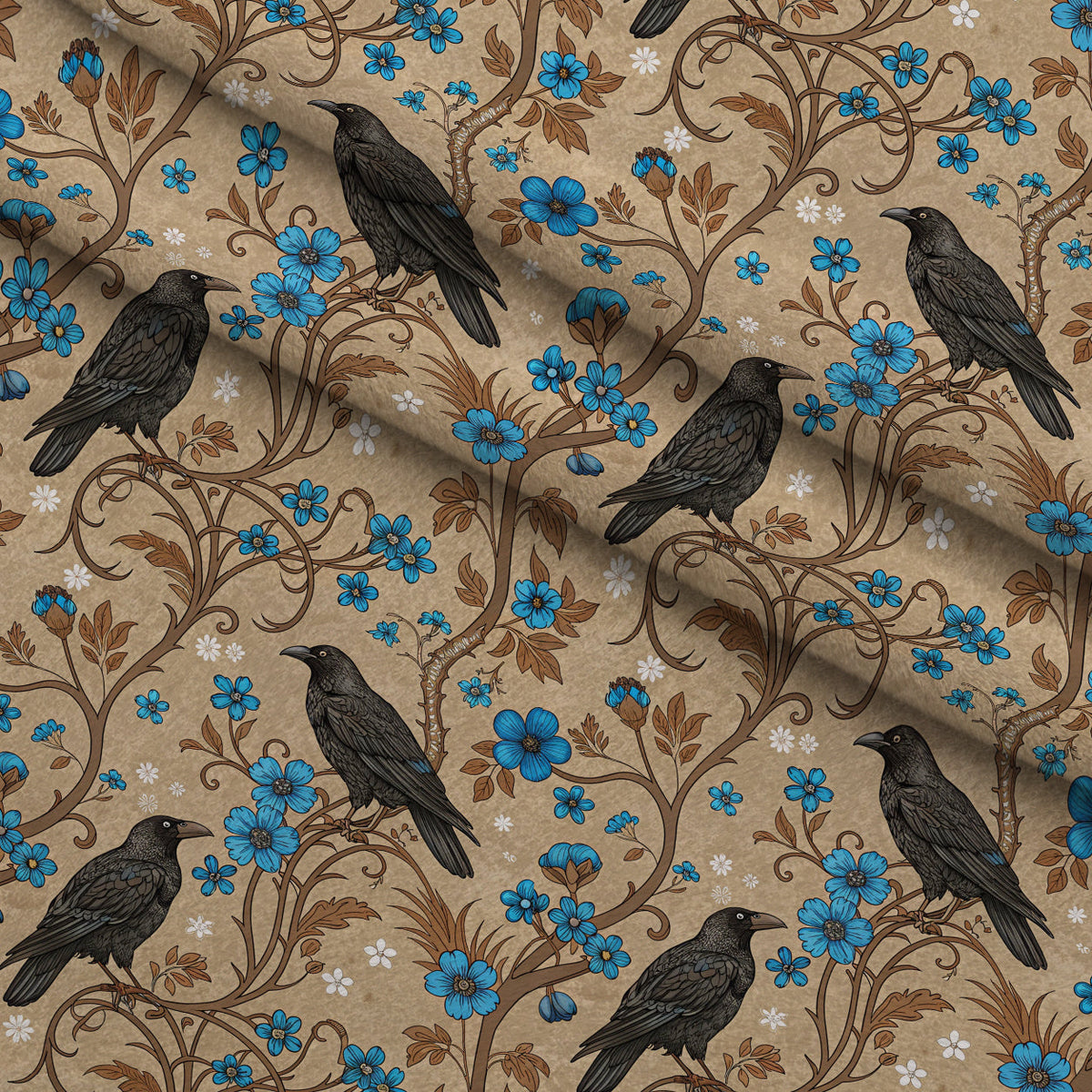 Gilded Falcons Pattern 1 Fleece Fabric — fleece fabric folded close-up preview (mv-fleece-v1:lying)