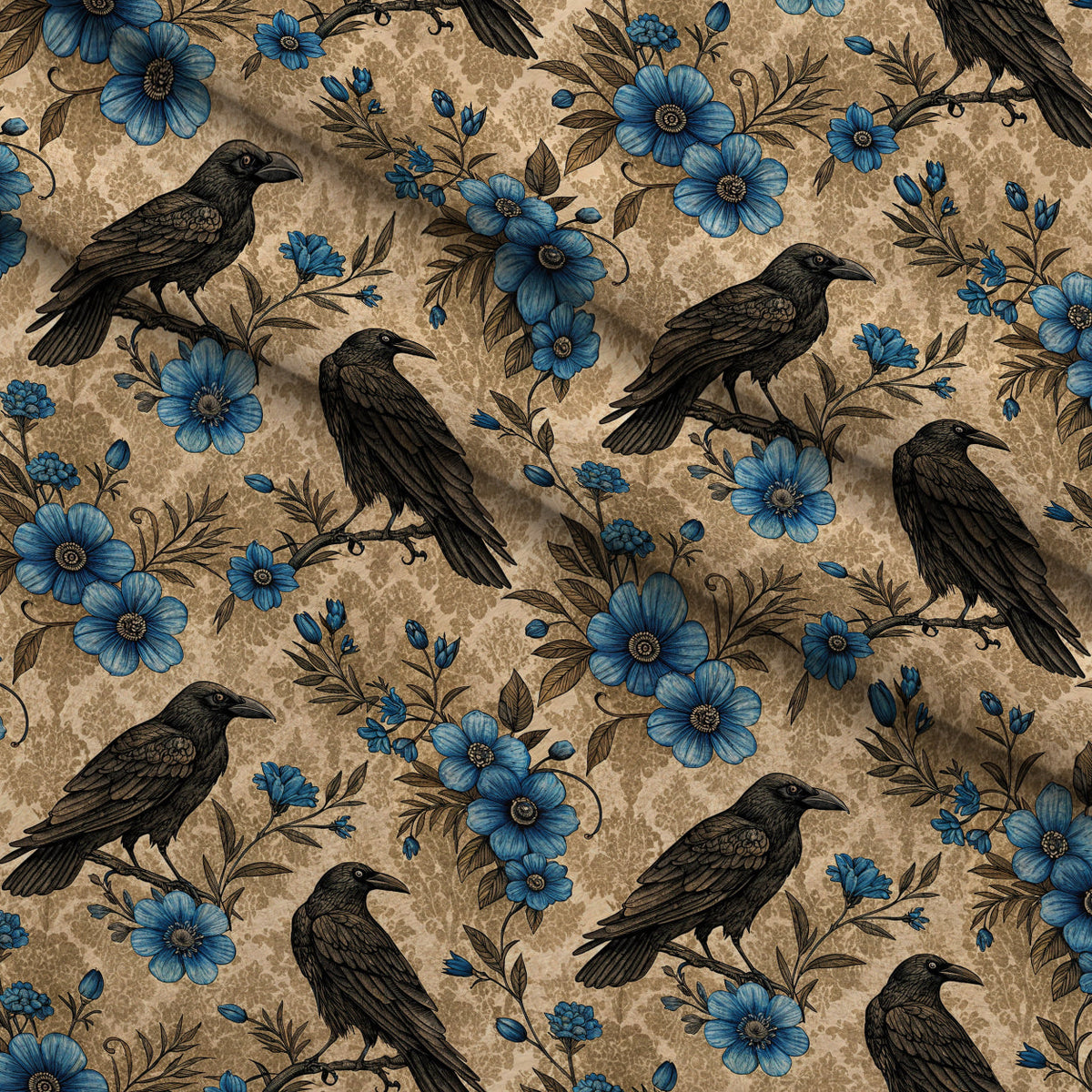 Gilded Falcons Pattern 10 Fleece Fabric — fleece fabric folded close-up preview (mv-fleece-v1:lying)
