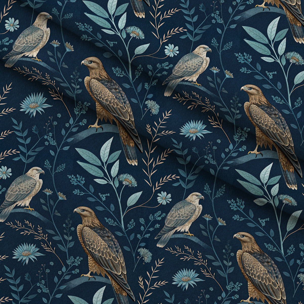 Gilded Falcons Pattern 11 Fleece Fabric — fleece fabric folded close-up preview (mv-fleece-v1:lying)