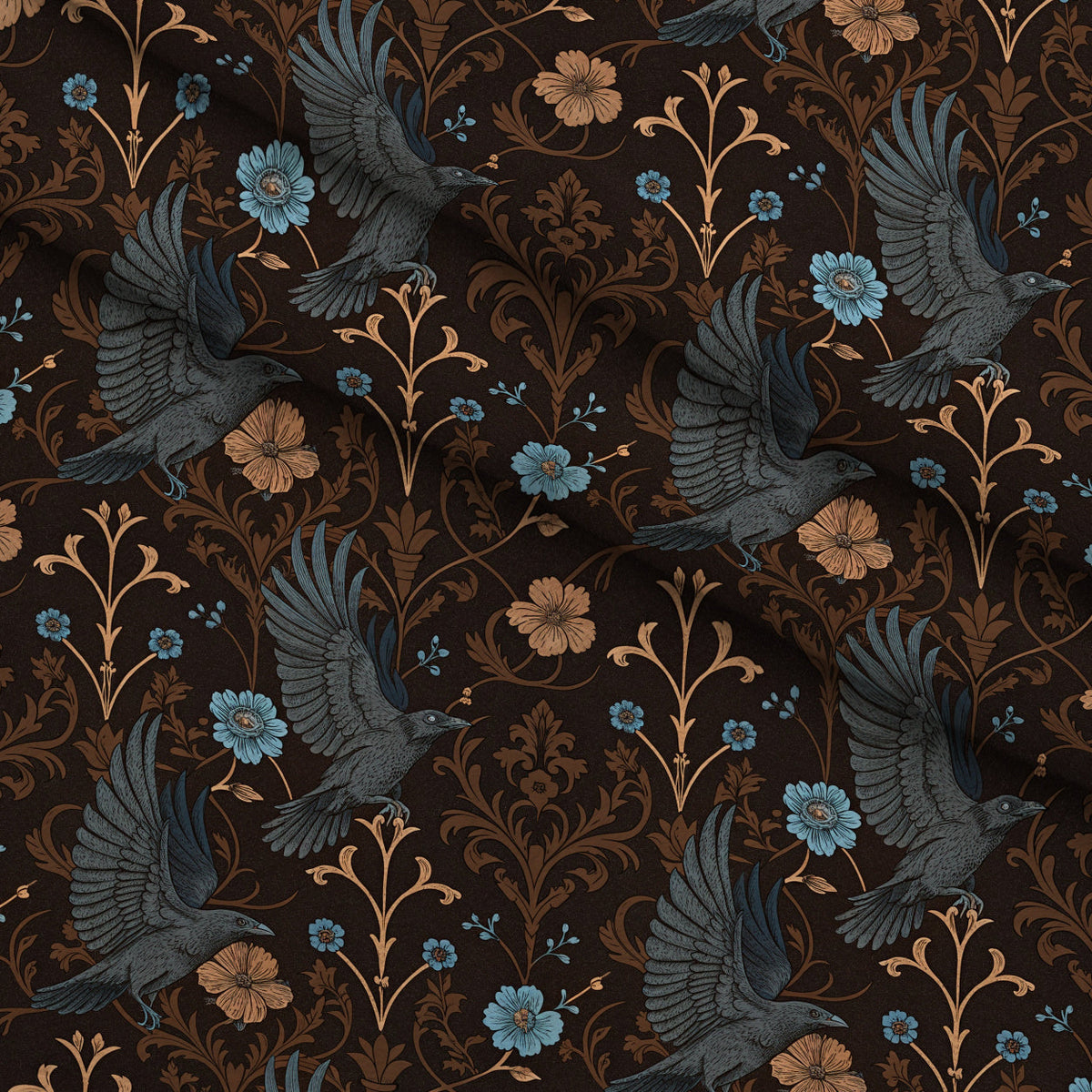 Gilded Falcons Pattern 12 Fleece Fabric — fleece fabric folded close-up preview (mv-fleece-v1:lying)