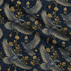 Gilded Falcons Pattern 14 Fleece Fabric — fleece fabric folded close-up preview (mv-fleece-v1:lying)