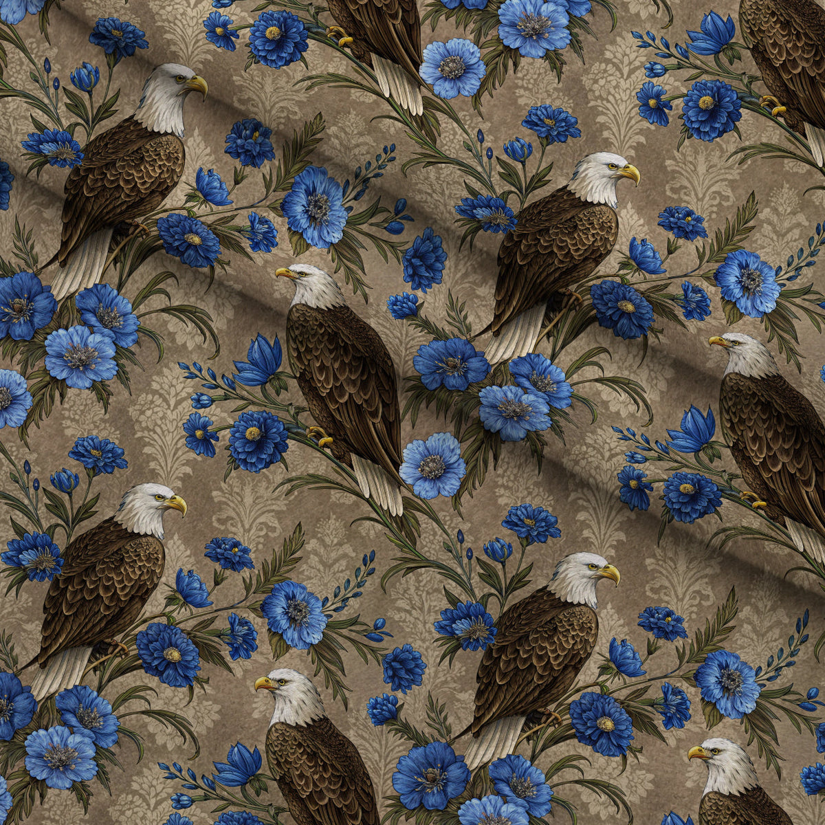 Gilded Falcons Pattern 16 Fleece Fabric — fleece fabric folded close-up preview (mv-fleece-v1:lying)
