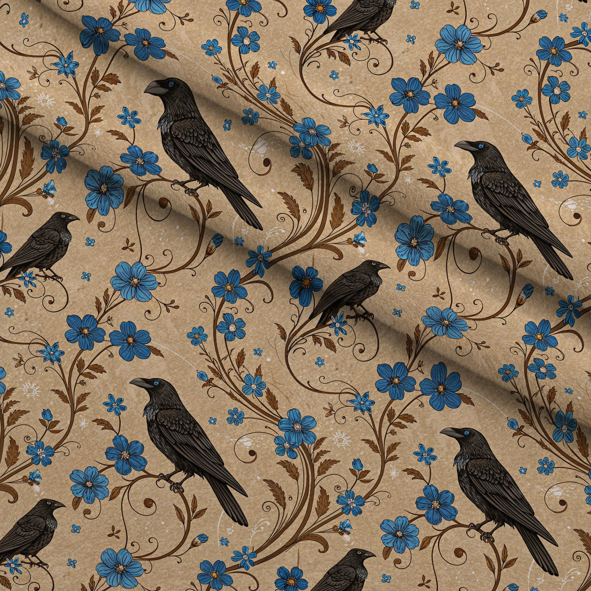 Gilded Falcons Pattern 2 Fleece Fabric — fleece fabric folded close-up preview (mv-fleece-v1:lying)