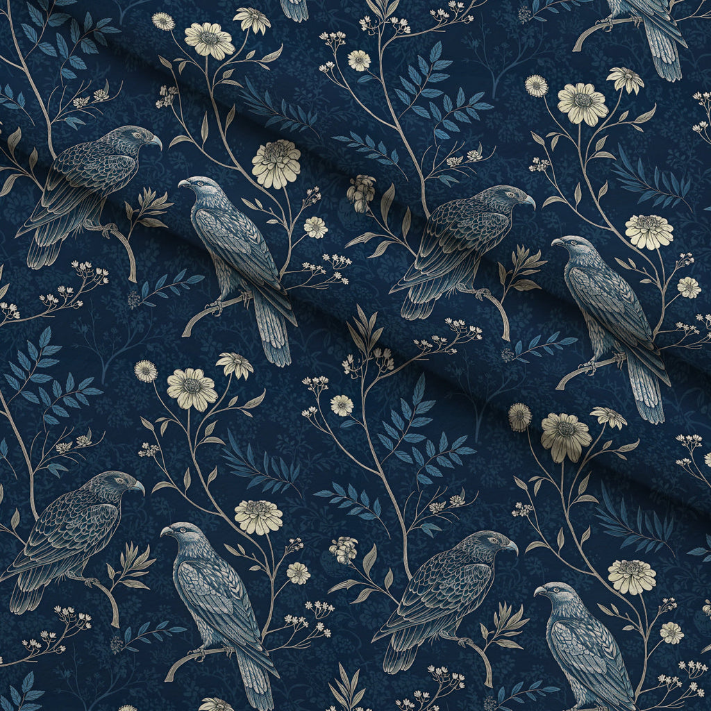 Gilded Falcons Pattern 23 Fleece Fabric — fleece fabric folded close-up preview (mv-fleece-v1:lying)