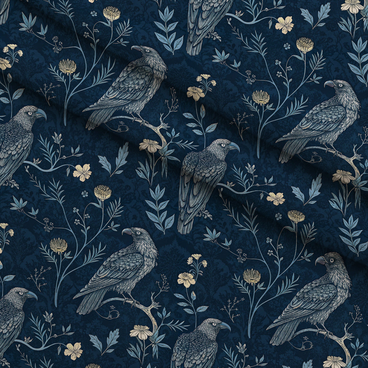 Gilded Falcons Pattern 24 Fleece Fabric — fleece fabric folded close-up preview (mv-fleece-v1:lying)