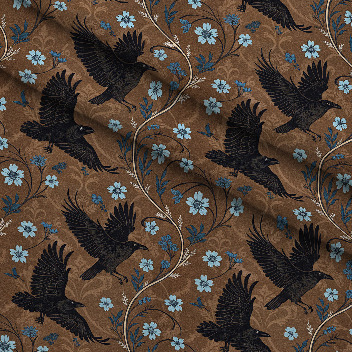 Gilded Falcons Pattern 25 Fleece Fabric — fleece fabric folded close-up preview (mv-fleece-v1:lying)