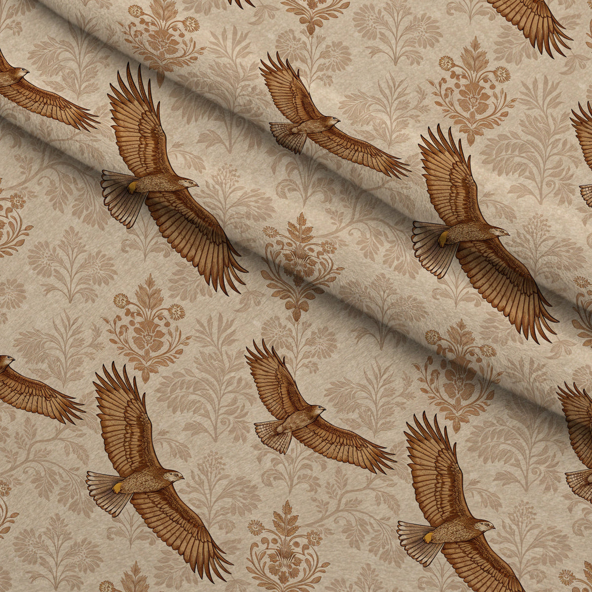 Gilded Falcons Pattern 4 Fleece Fabric — fleece fabric folded close-up preview (mv-fleece-v1:lying)