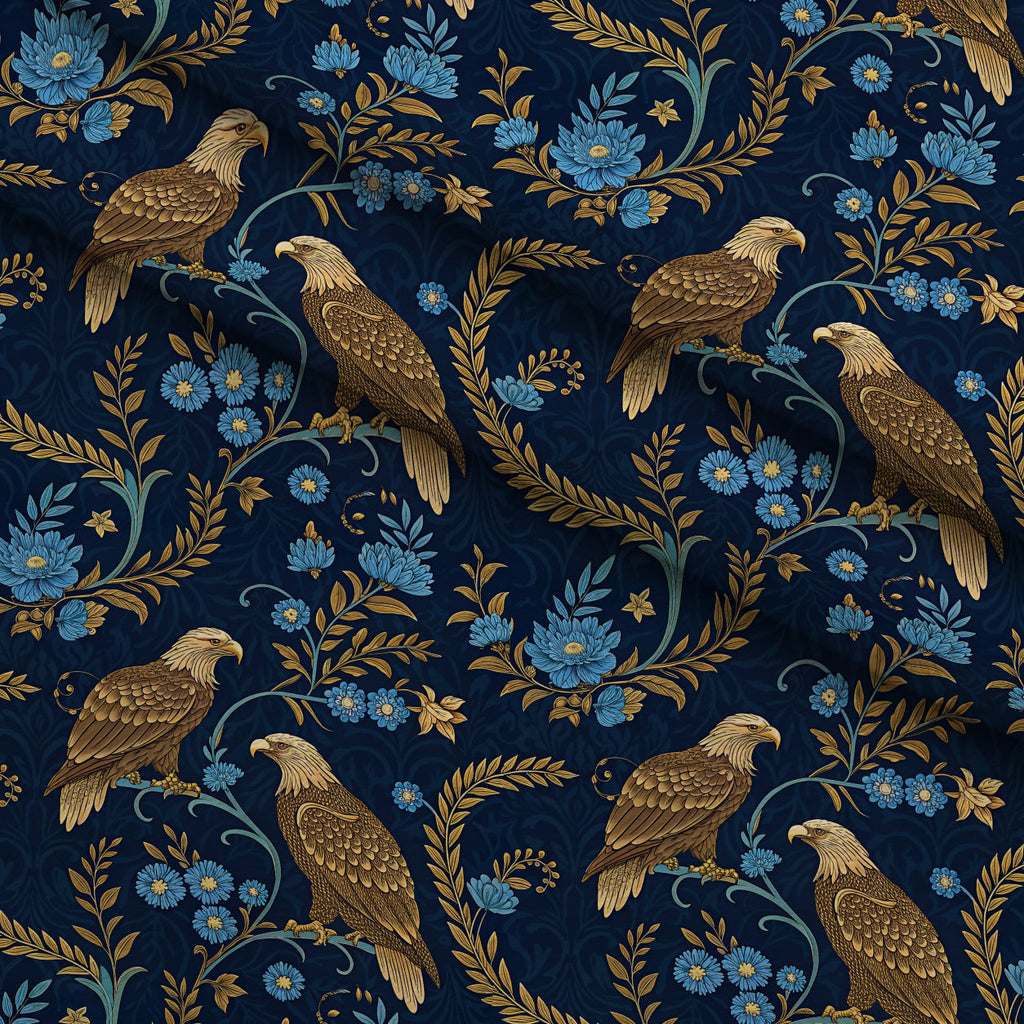 Gilded Falcons Pattern 5 Fleece Fabric — fleece fabric folded close-up preview (mv-fleece-v1:lying)