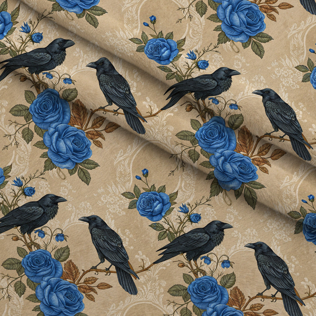 Gilded Falcons Pattern 7 Fleece Fabric — fleece fabric folded close-up preview (mv-fleece-v1:lying)