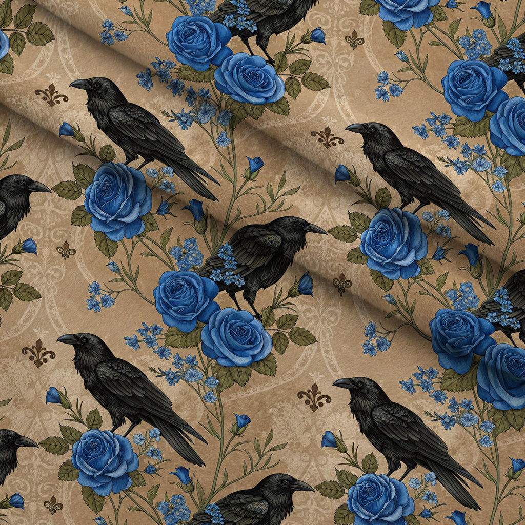 Gilded Falcons Pattern 8 Fleece Fabric — fleece fabric folded close-up preview (mv-fleece-v1:lying)