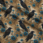 Gilded Falcons Pattern 9 Fleece Fabric — fleece fabric folded close-up preview (mv-fleece-v1:lying)