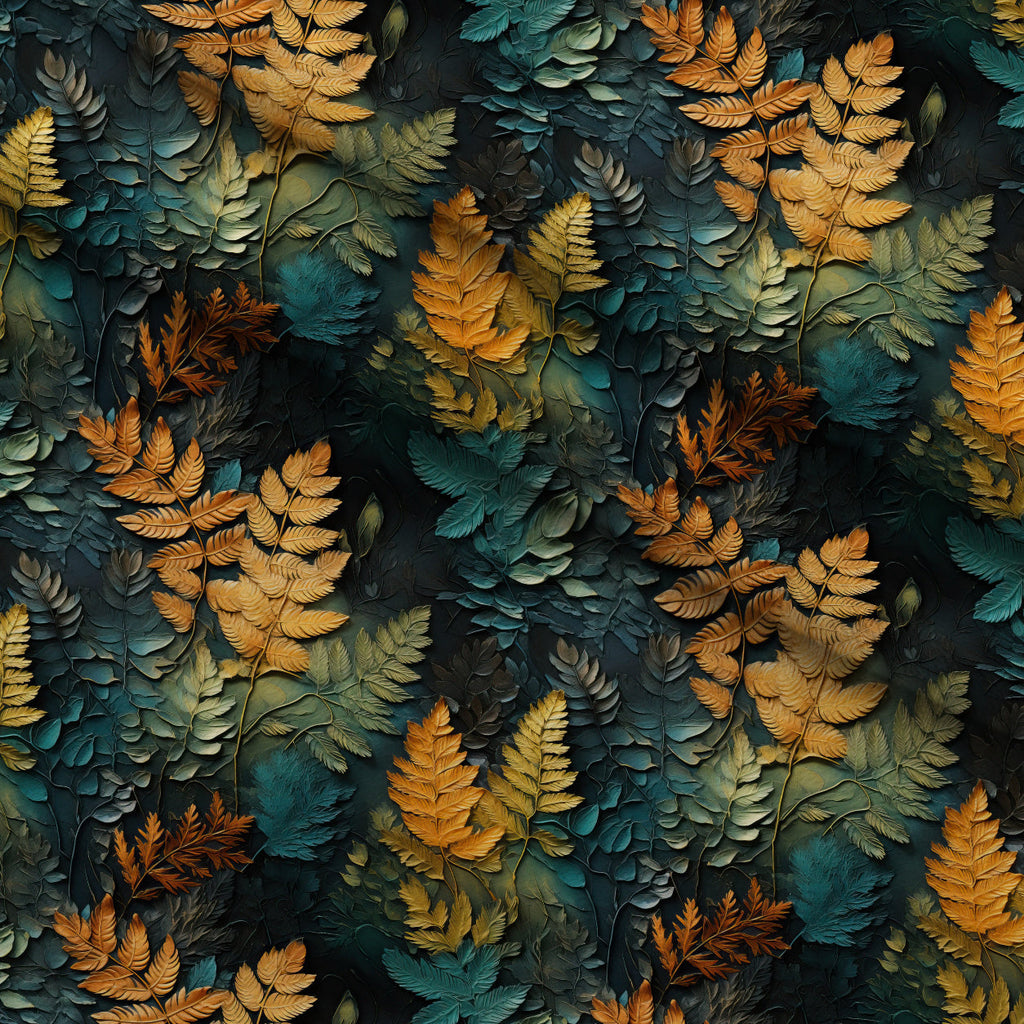 Gilded Ferns Pattern 1 Fleece Fabric — fleece fabric folded close-up preview (mv-fleece-v1:lying)