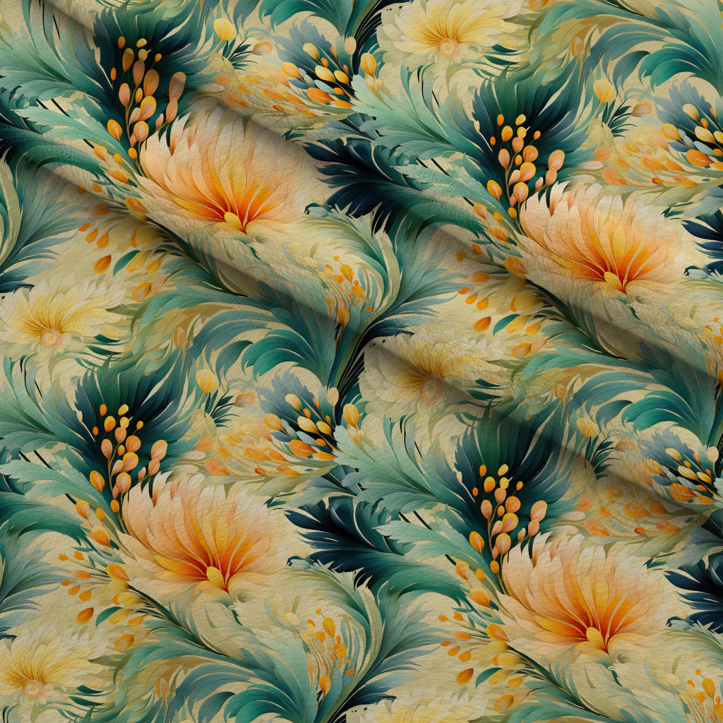 Gilded Ferns Pattern 3 Fleece Fabric — fleece fabric folded close-up preview (mv-fleece-v1:lying)