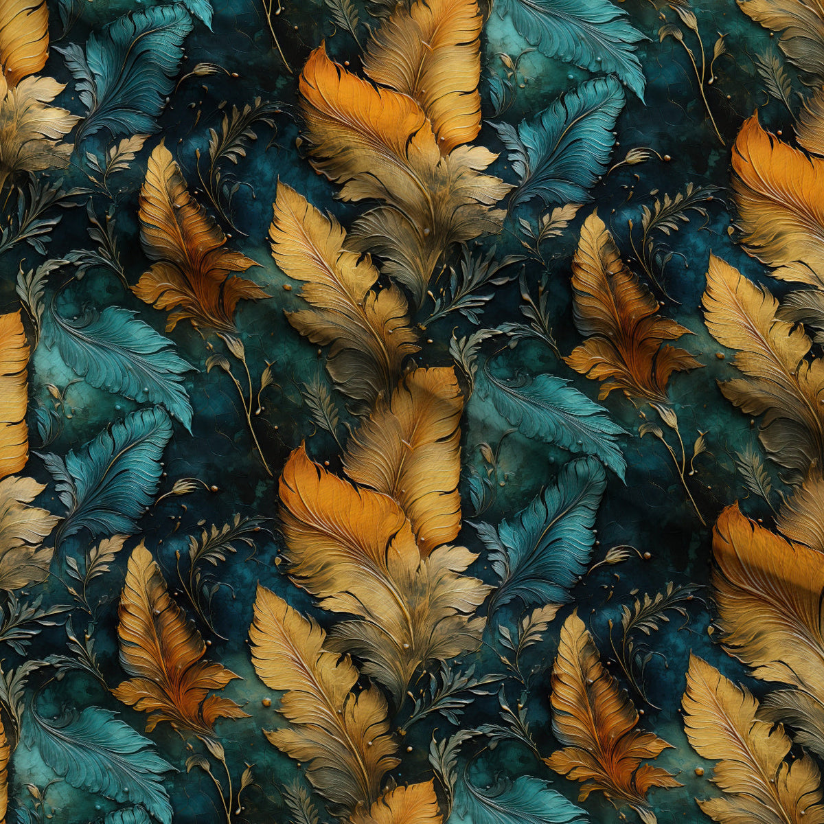Gilded Ferns Pattern 4 Fleece Fabric — fleece fabric folded close-up preview (mv-fleece-v1:lying)
