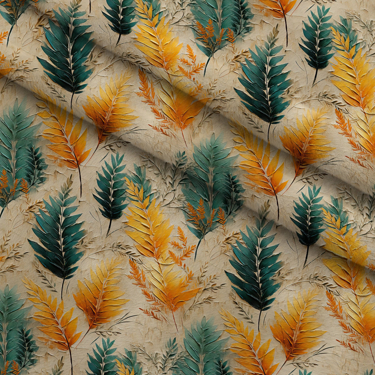 Gilded Ferns Pattern 5 Fleece Fabric — fleece fabric folded close-up preview (mv-fleece-v1:lying)