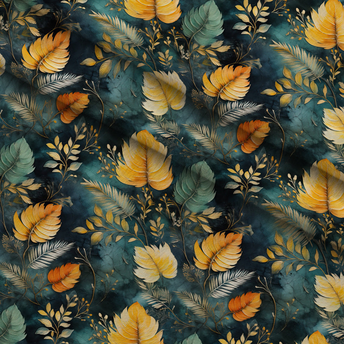 Gilded Ferns Pattern 9 Fleece Fabric — fleece fabric folded close-up preview (mv-fleece-v1:lying)