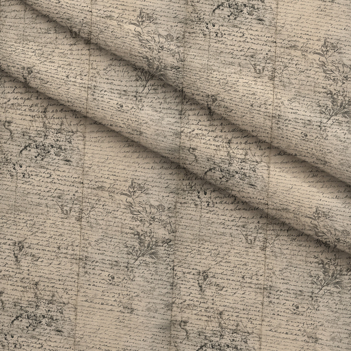 Gilded Forgotten Correspondence Pattern 11 Fleece Fabric — fleece fabric folded close-up preview (mv-fleece-v1:lying)