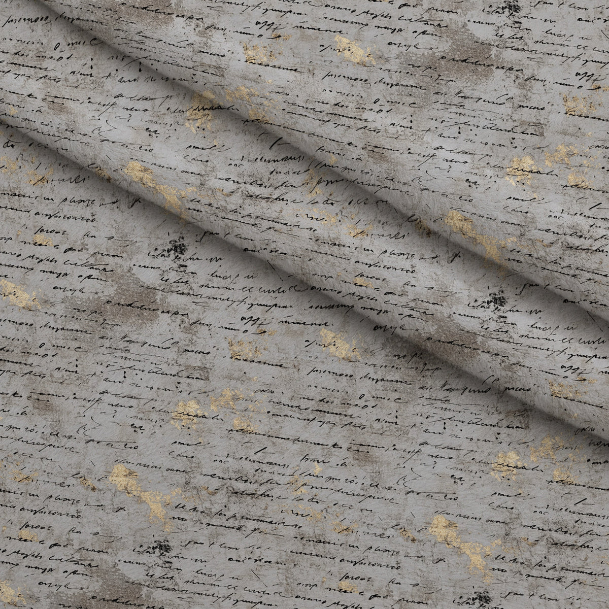 Gilded Forgotten Correspondence Pattern 13 Fleece Fabric — fleece fabric folded close-up preview (mv-fleece-v1:lying)