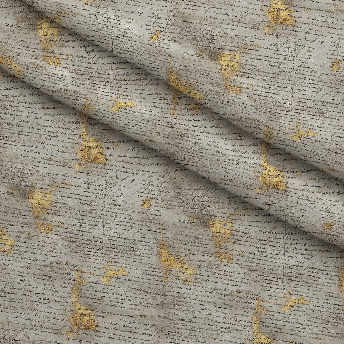 Gilded Forgotten Correspondence Pattern 15 Fleece Fabric — fleece fabric folded close-up preview (mv-fleece-v1:lying)
