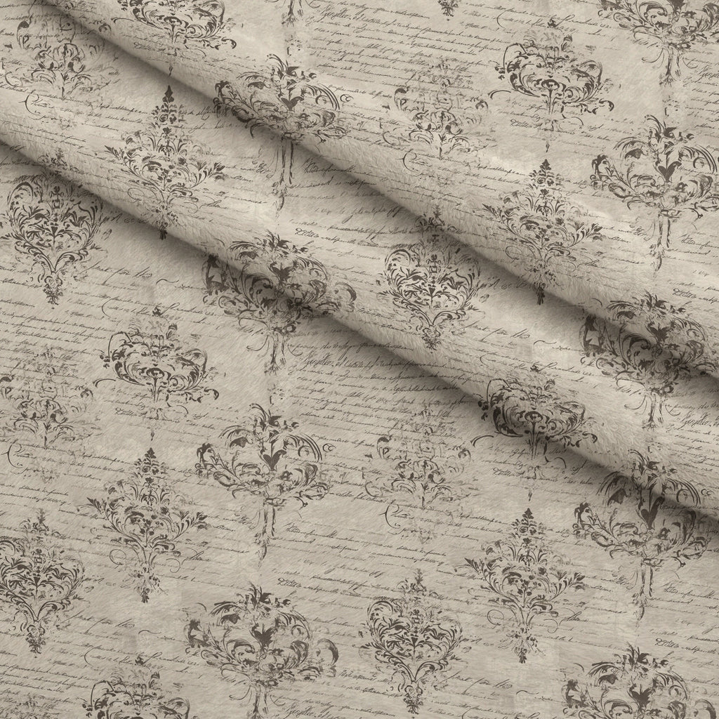 Gilded Forgotten Correspondence Pattern 2 Fleece Fabric — fleece fabric folded close-up preview (mv-fleece-v1:lying)