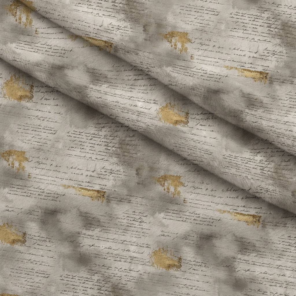 Gilded Forgotten Correspondence Pattern 4 Fleece Fabric — fleece fabric folded close-up preview (mv-fleece-v1:lying)