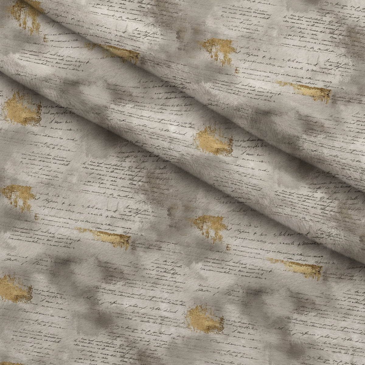 Gilded Forgotten Correspondence Pattern 4 Fleece Fabric — fleece fabric folded close-up preview (mv-fleece-v1:lying)