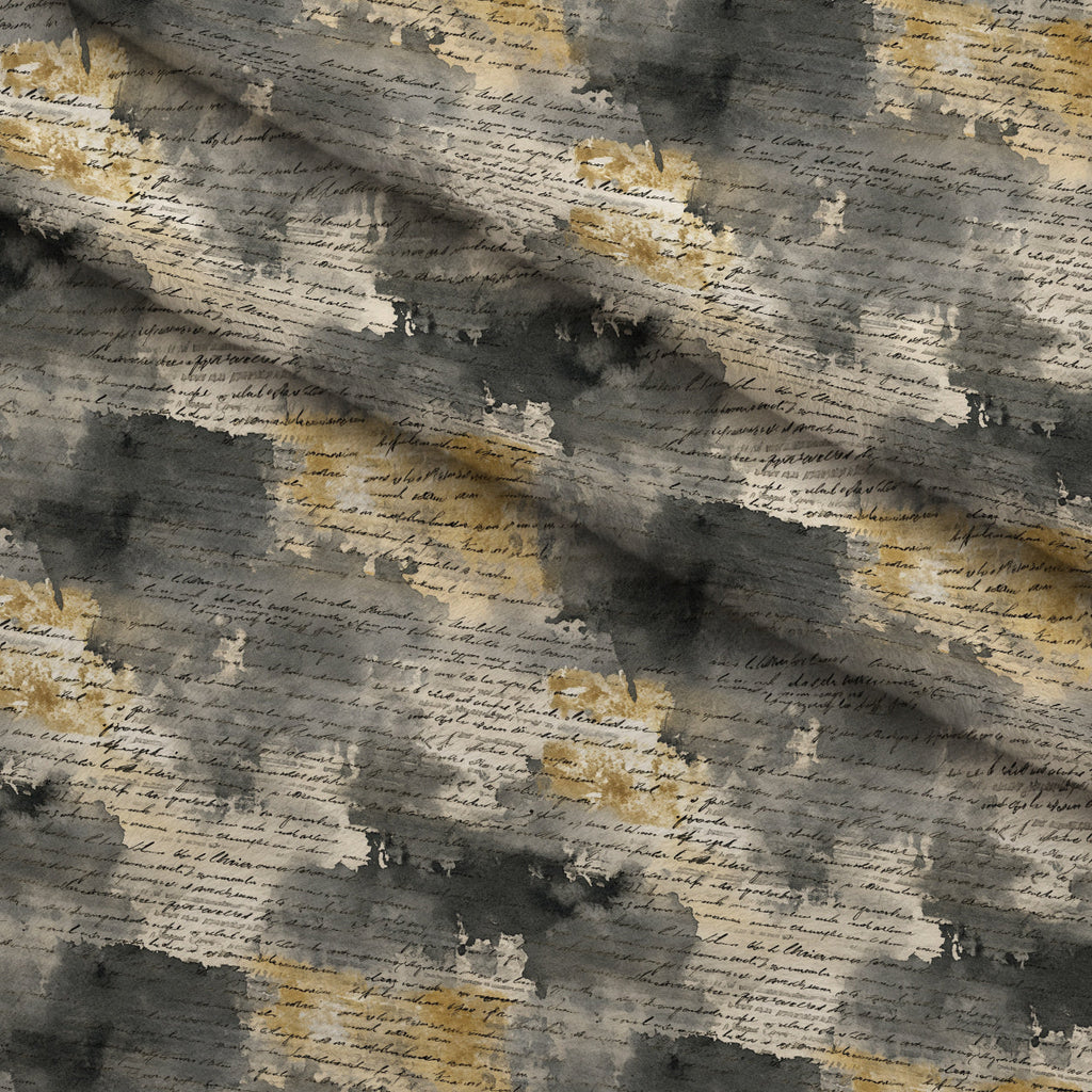 Gilded Forgotten Correspondence Pattern 5 Fleece Fabric — fleece fabric folded close-up preview (mv-fleece-v1:lying)