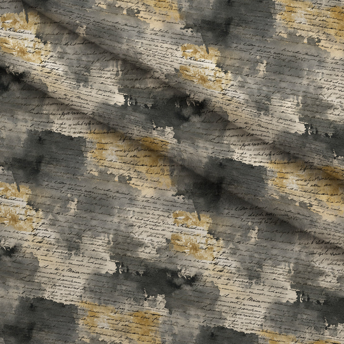 Gilded Forgotten Correspondence Pattern 5 Fleece Fabric — fleece fabric folded close-up preview (mv-fleece-v1:lying)