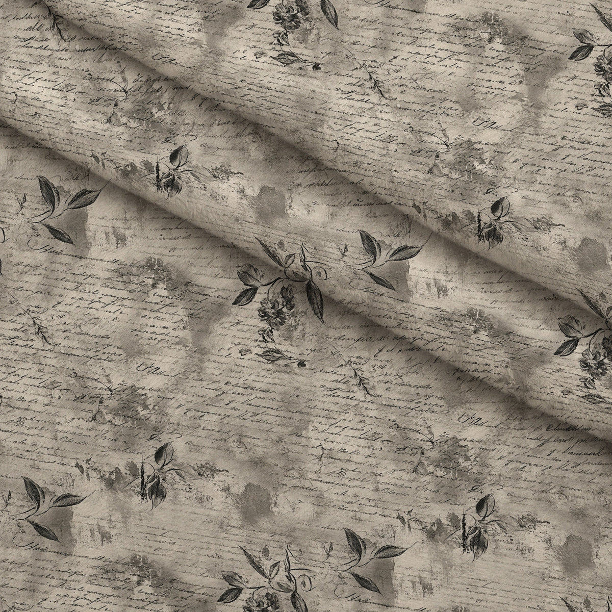 Gilded Forgotten Correspondence Pattern 6 Fleece Fabric — fleece fabric folded close-up preview (mv-fleece-v1:lying)