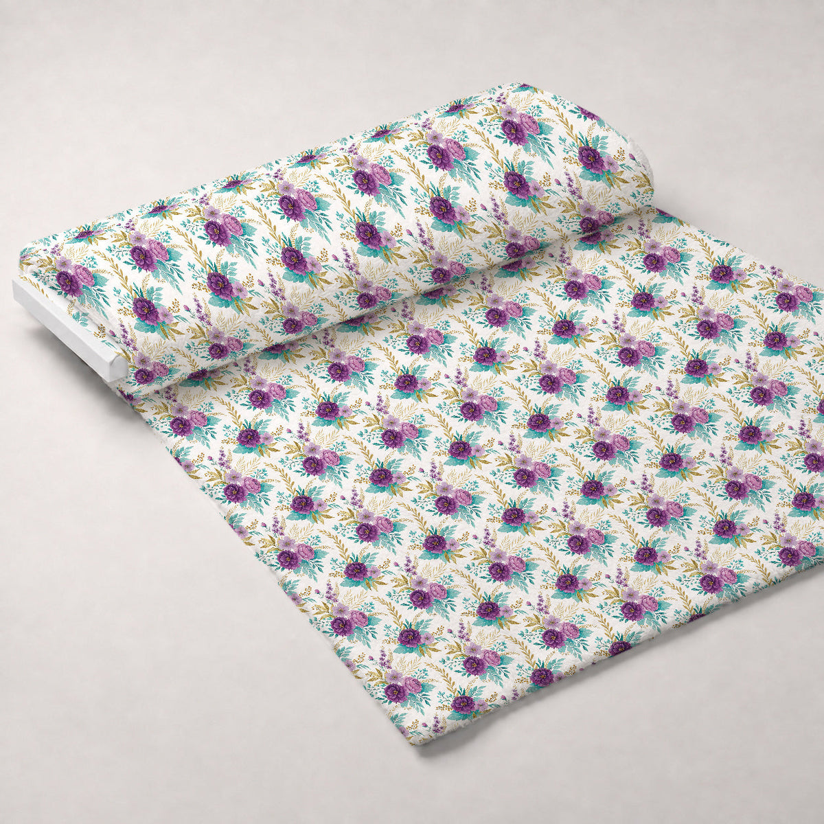 Gilded Fuchsia Garden Pattern 1 Fleece Fabric — fleece fabric unrolled bolt preview (mv-fleece-v1:bolt)