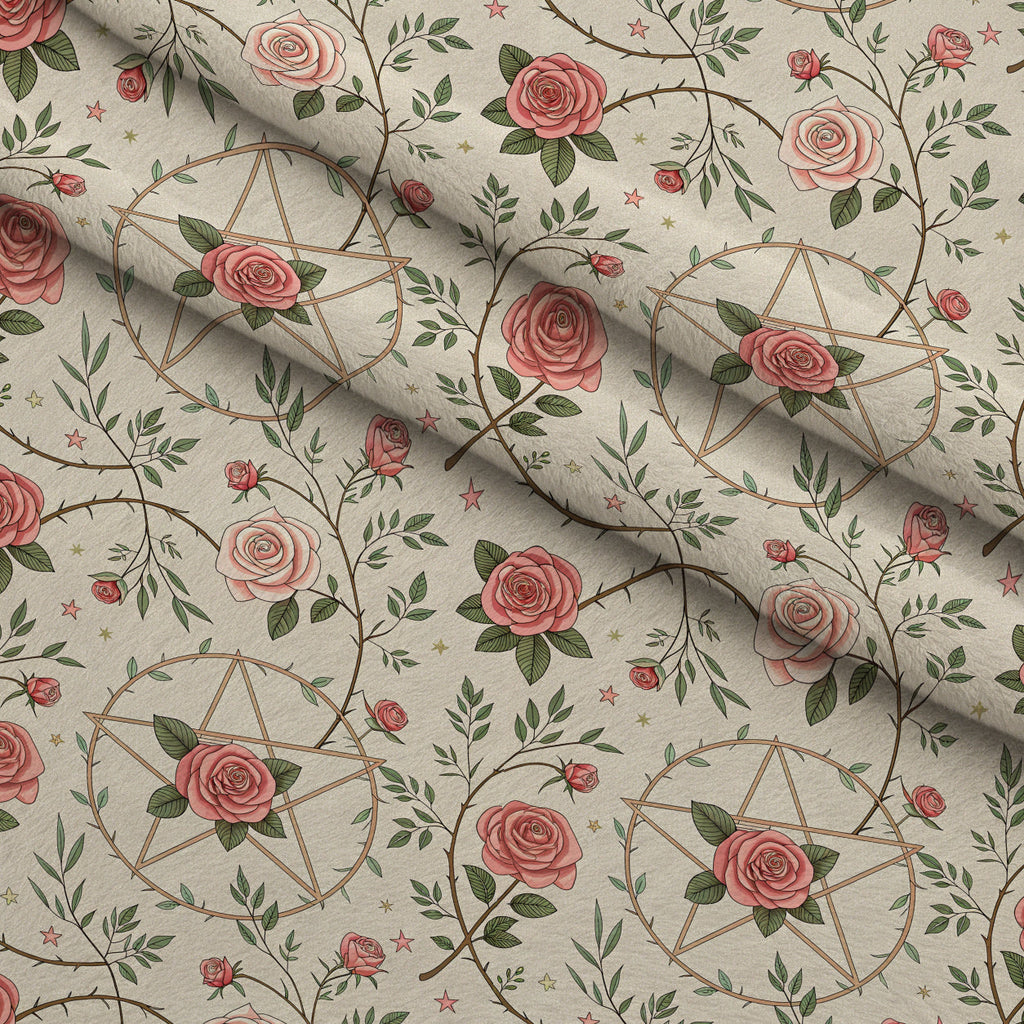 Gilded Fuchsia Garden Pattern 4 Fleece Fabric — fleece fabric folded close-up preview (mv-fleece-v1:lying)