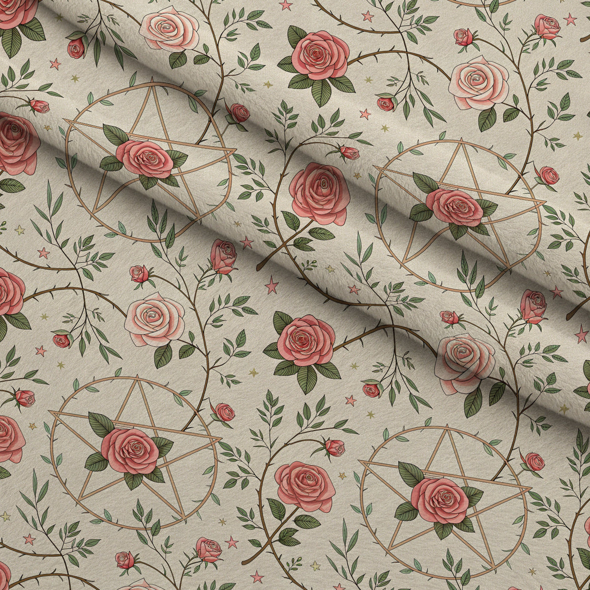 Gilded Fuchsia Garden Pattern 4 Fleece Fabric — fleece fabric folded close-up preview (mv-fleece-v1:lying)