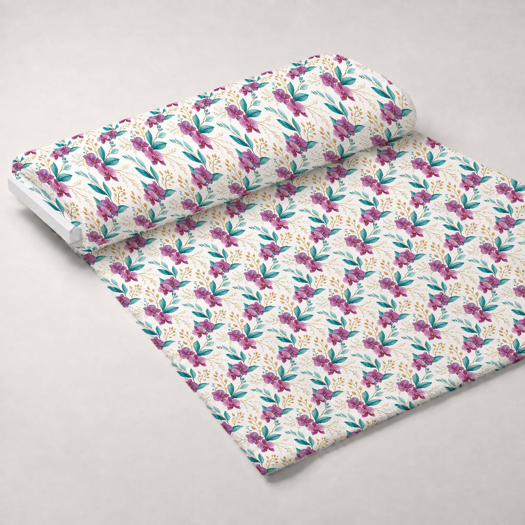Gilded Fuchsia Garden Pattern 9 Fleece Fabric — fleece fabric unrolled bolt preview (mv-fleece-v1:bolt)