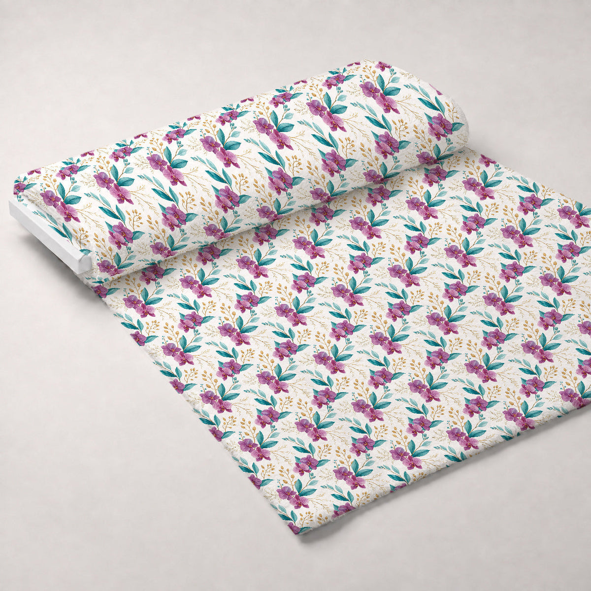 Gilded Fuchsia Garden Pattern 9 Fleece Fabric — fleece fabric unrolled bolt preview (mv-fleece-v1:bolt)