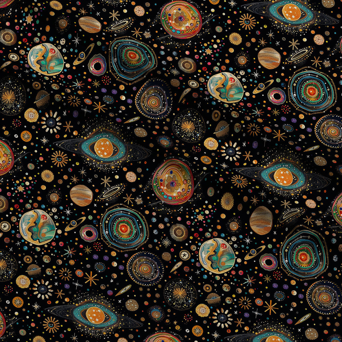 Gilded Galaxy Pattern 1 Fleece Fabric — fleece fabric folded close-up preview (mv-fleece-v1:lying)