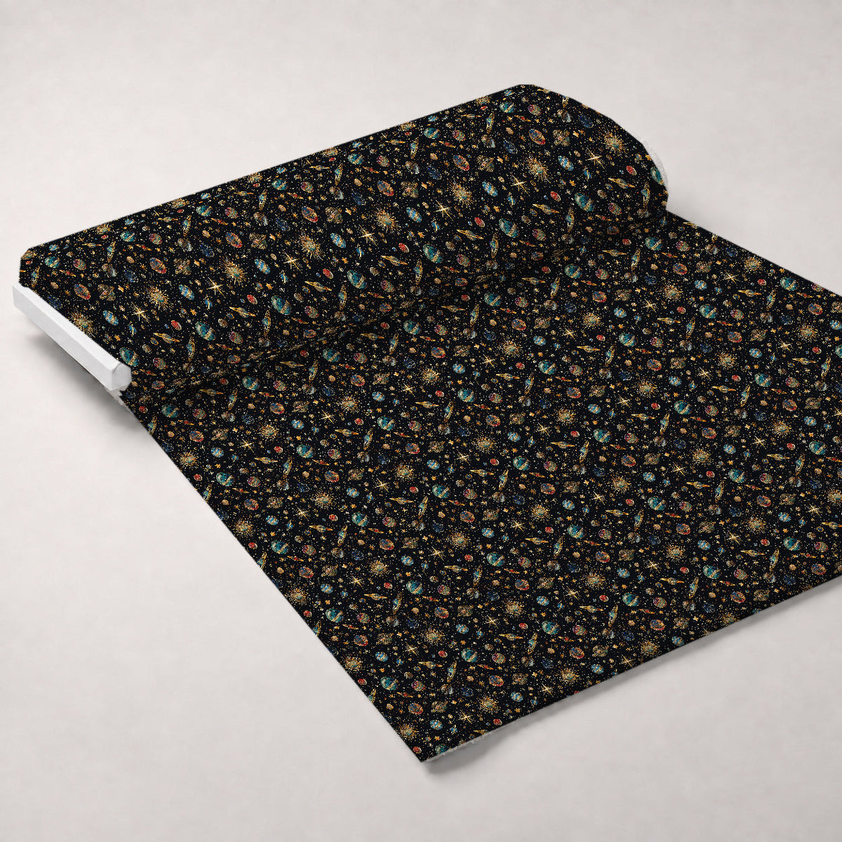 Gilded Galaxy Pattern 3 Fleece Fabric — fleece fabric unrolled bolt preview (mv-fleece-v1:bolt)