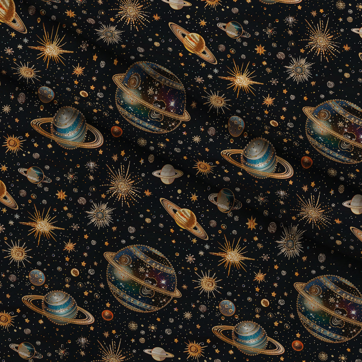 Gilded Galaxy Pattern 5 Fleece Fabric — fleece fabric folded close-up preview (mv-fleece-v1:lying)