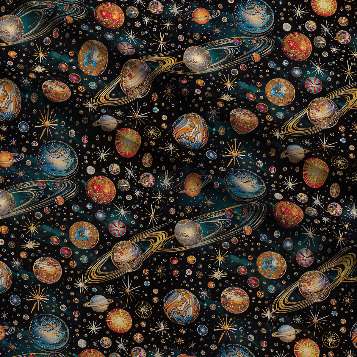 Gilded Galaxy Pattern 7 Fleece Fabric — fleece fabric folded close-up preview (mv-fleece-v1:lying)