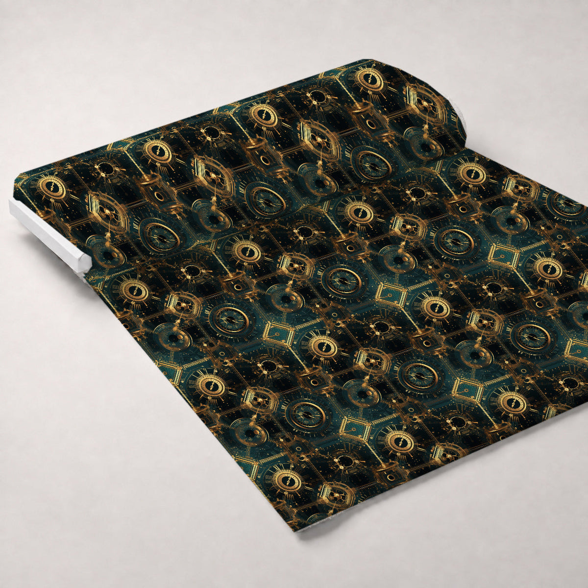 Gilded Gears Pattern 1 Fleece Fabric — fleece fabric unrolled bolt preview (mv-fleece-v1:bolt)