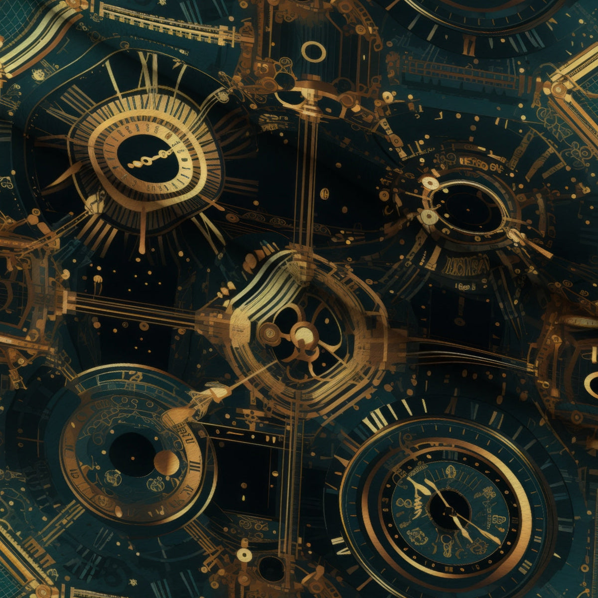 Gilded Gears Pattern 1 Fleece Fabric — fleece fabric folded close-up preview (mv-fleece-v1:lying)