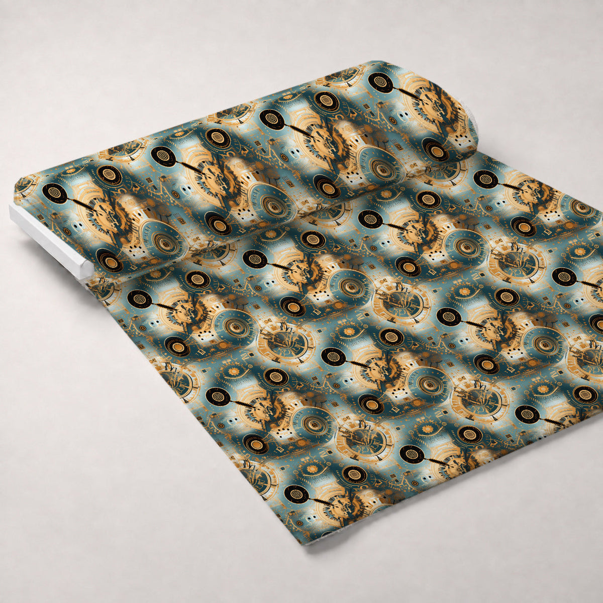 Gilded Gears Pattern 10 Fleece Fabric — fleece fabric unrolled bolt preview (mv-fleece-v1:bolt)