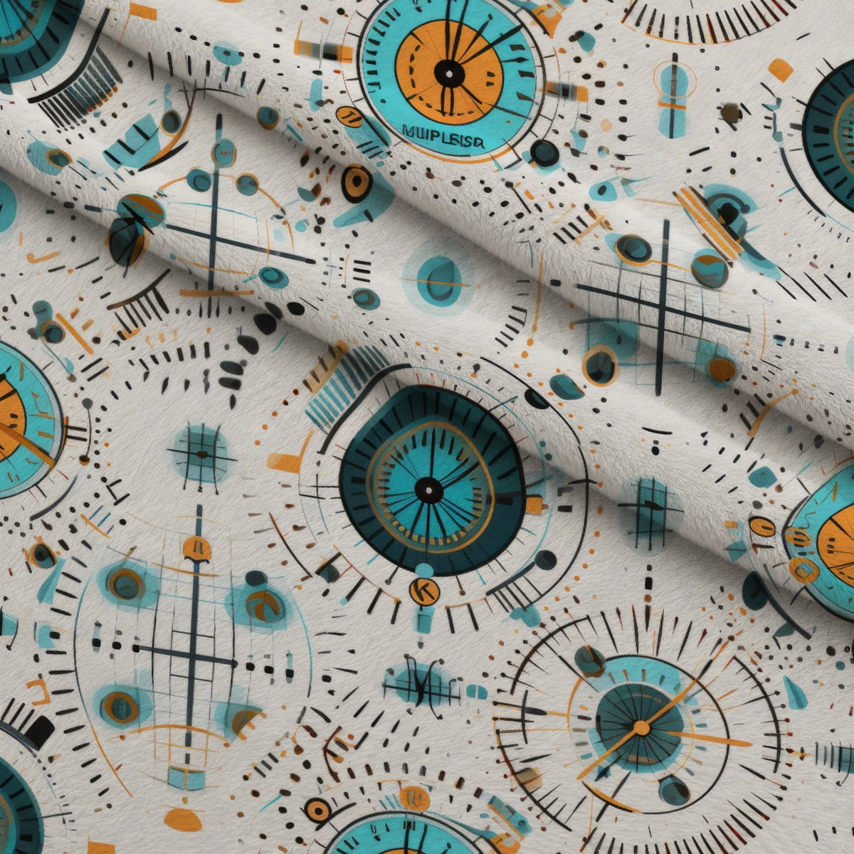 Gilded Gears Pattern 12 Fleece Fabric — fleece fabric folded close-up preview (mv-fleece-v1:lying)