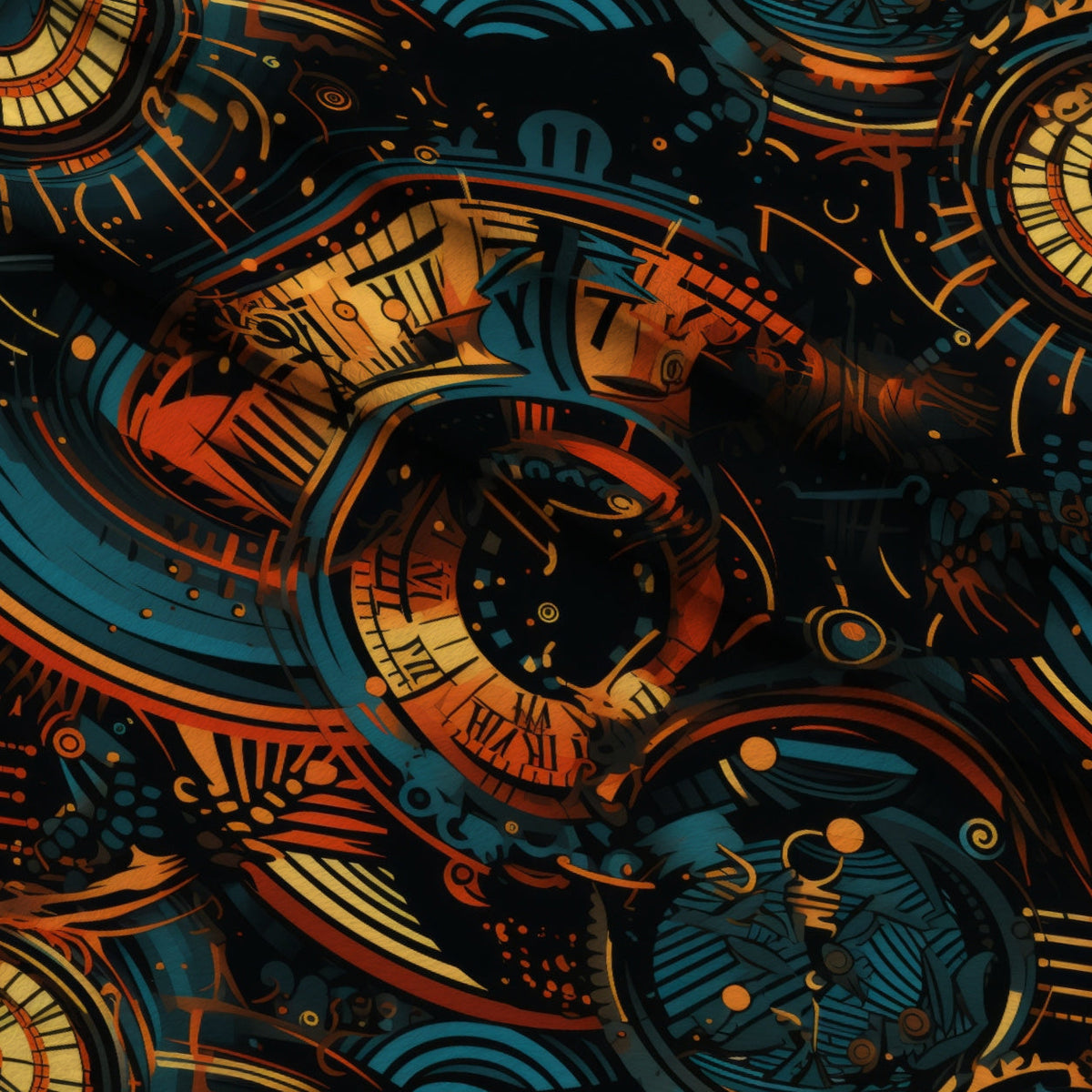 Gilded Gears Pattern 13 Fleece Fabric — fleece fabric folded close-up preview (mv-fleece-v1:lying)