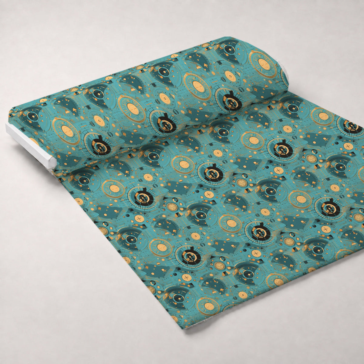 Gilded Gears Pattern 18 Fleece Fabric — fleece fabric unrolled bolt preview (mv-fleece-v1:bolt)