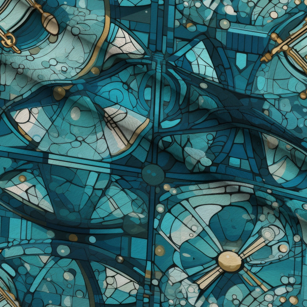 Gilded Gears Pattern 2 Fleece Fabric — fleece fabric folded close-up preview (mv-fleece-v1:lying)