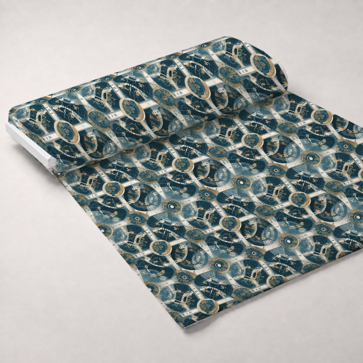 Gilded Gears Pattern 21 Fleece Fabric — fleece fabric unrolled bolt preview (mv-fleece-v1:bolt)