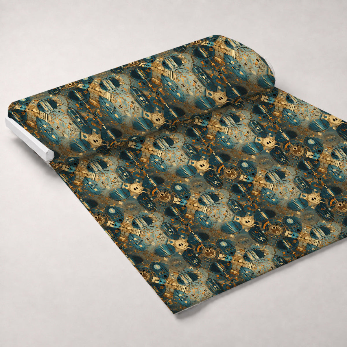 Gilded Gears Pattern 23 Fleece Fabric — fleece fabric unrolled bolt preview (mv-fleece-v1:bolt)