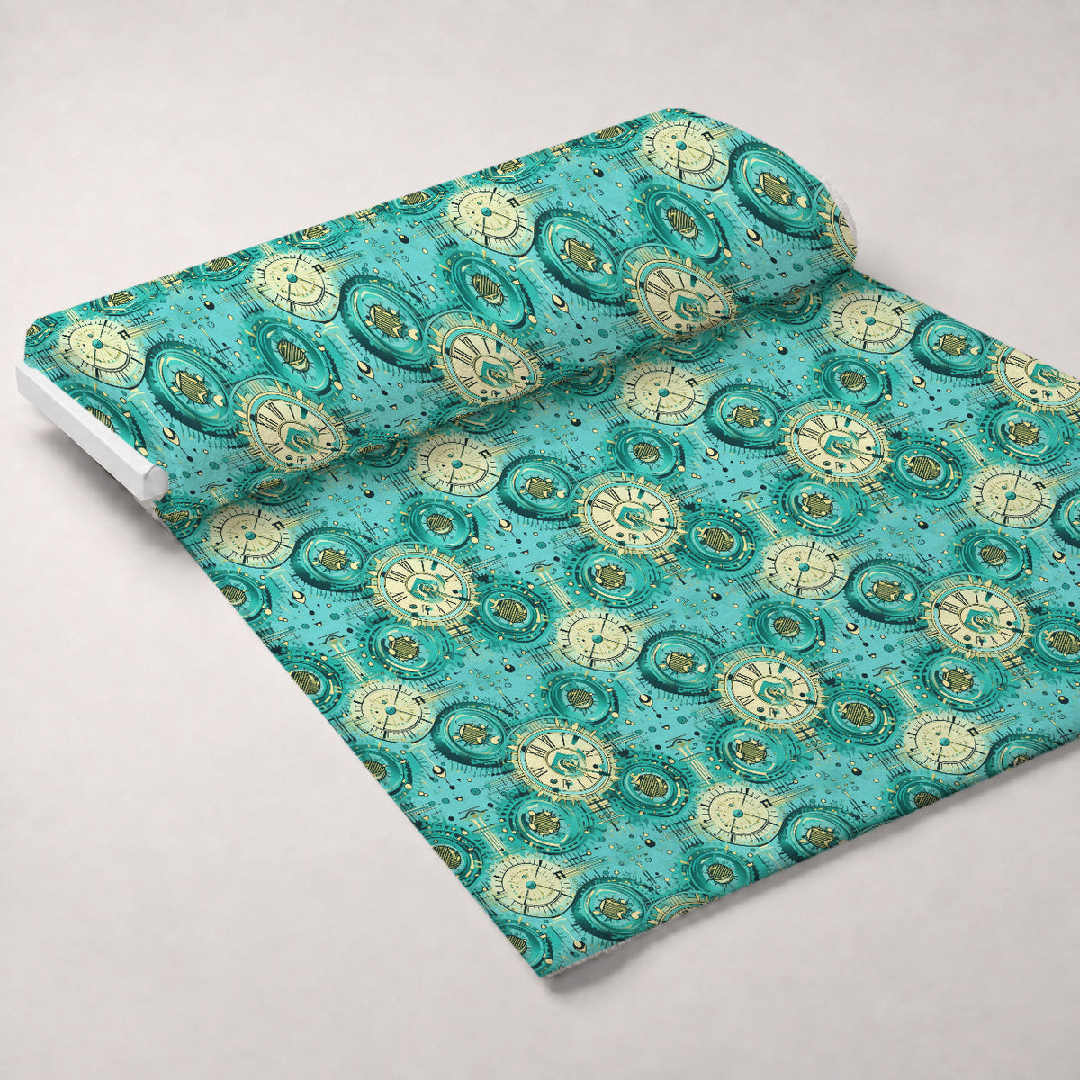 Gilded Gears Pattern 24 Fleece Fabric — fleece fabric unrolled bolt preview (mv-fleece-v1:bolt)